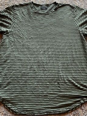 Goodlife Olive & White Striped Short Sleeve Crew Tee